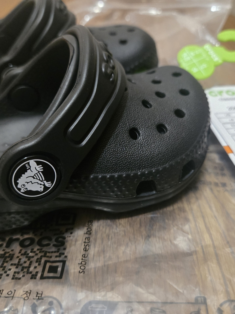 CROCS Kids Black Classic Clog with Heel Strap